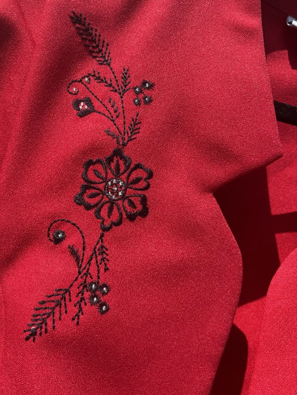 Vintage Cherry Red Embroidered Jacket Sz XL